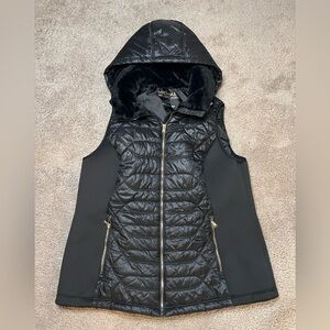 Michael Kors Black Puffer Vest with Removable Hood Womens 1X
